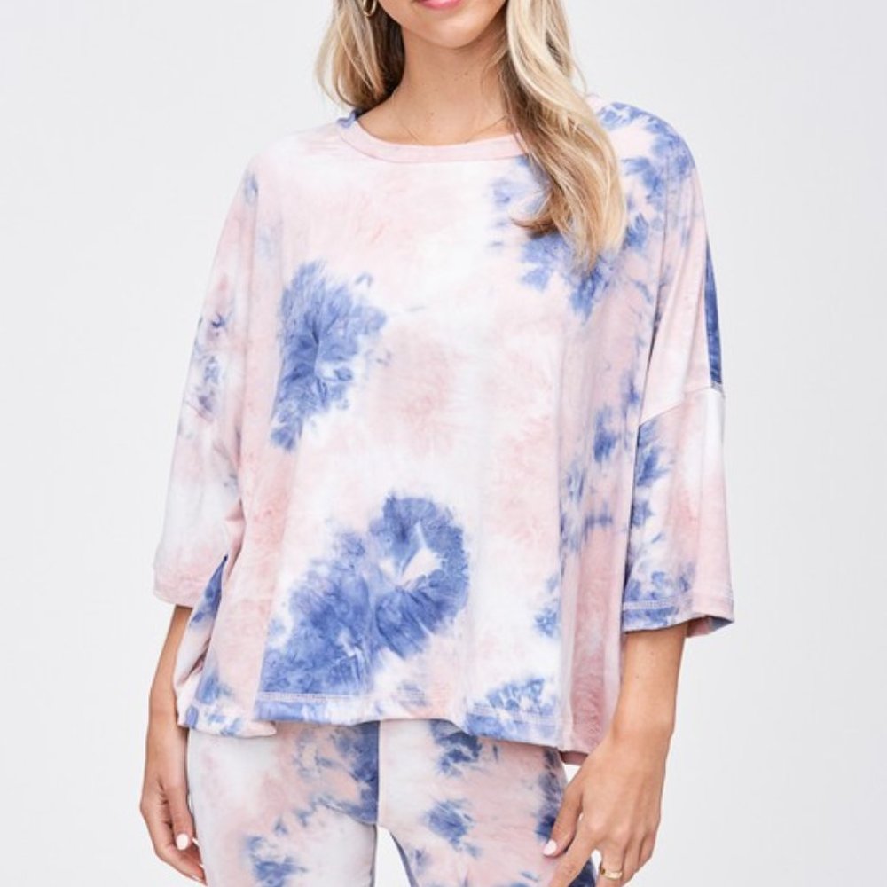 Tie Dye Biker Short/T-Shirt Loungewear Combo - Picture 5 of 7